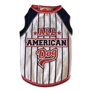 SimplyDog All American Dog Striped Dog Shirt Baseball Red Blue Size S